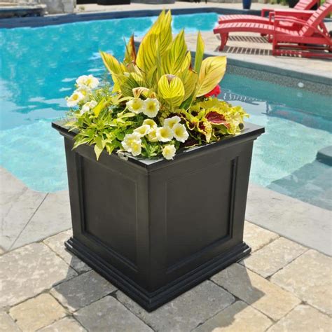 Mayne Fairfield 20 in. Square Black Plastic Planter-5825B - The Home Depot