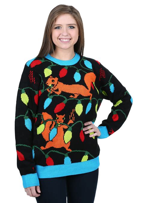 Squirrely Christmas Lights Ugly Christmas Sweater