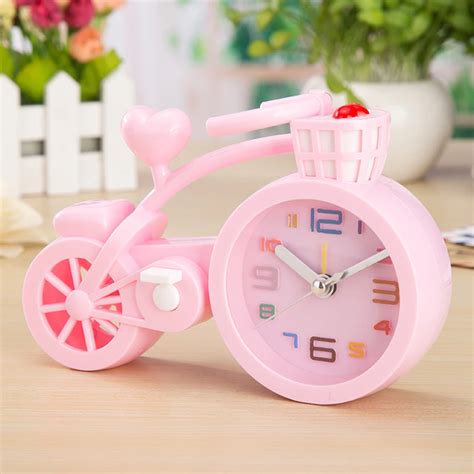 Cartoon Alarm Clock 3 colors Colorful Bike Shape Cute Girls Gifts for Home Decor Clocks Alarm ...