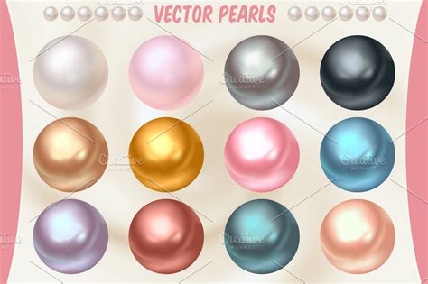 Vector Pearls in Different Colors | Custom-Designed Illustrations ...