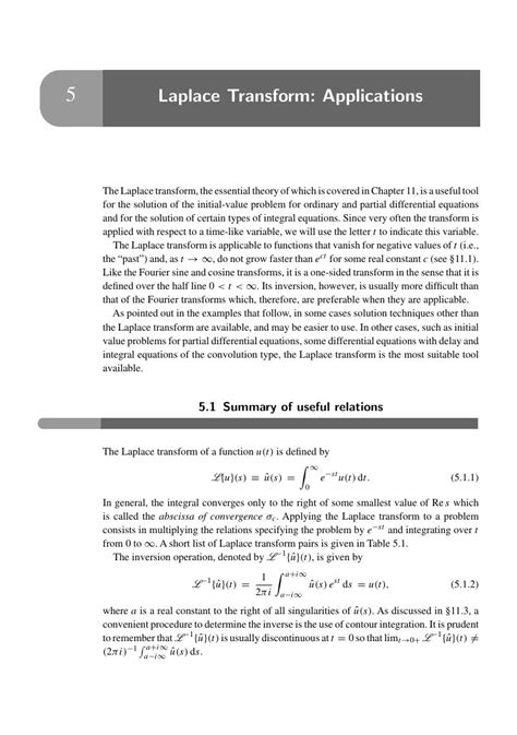 Laplace Transform: Applications (Chapter 5) - Advanced Mathematics for Applications