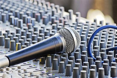 Microphone on the Sound Mixer Stock Image - Image of balance, desk ...