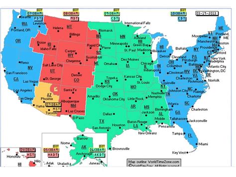 Central time zone map - quizsery