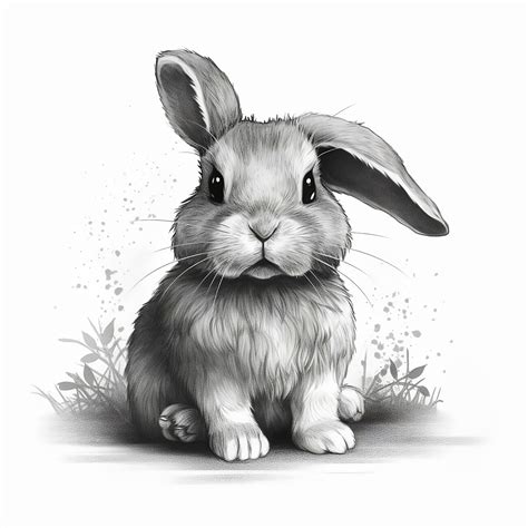 Wall Art Print | Cute black and white illustration of bunny rabbit | UKposters