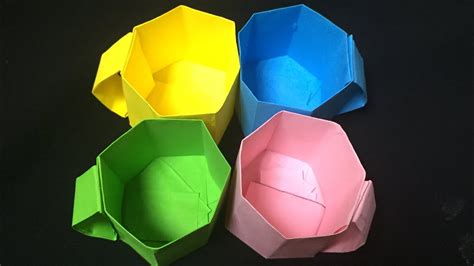 How to make 3d paper cup origami - YouTube