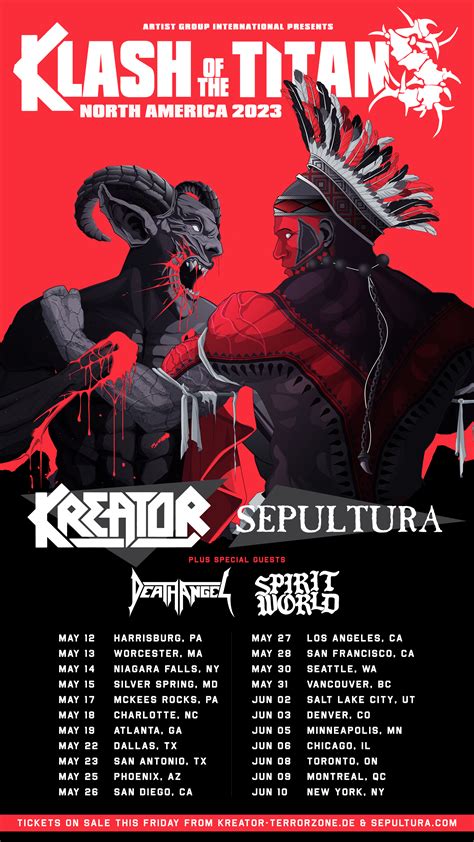 Kreator and Sepultura's 2023 North American Co-Headlining Tour