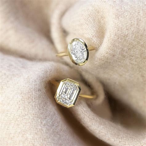 R3055 - Bezel Set Solitaire Engagement Ring Setting in 14K Yellow Gold Bezel Set Diamond ...