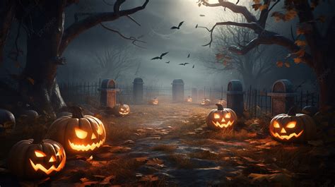 Halloween Pumpkins In The Forest Background, A Picture Of Halloween ...