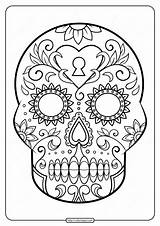 Printable Sugar Skull Pdf Coloring Pages 06 sketch template