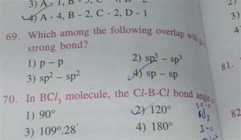 In BCl3 molecule, the Cl−B−Cl bond angle; | Filo