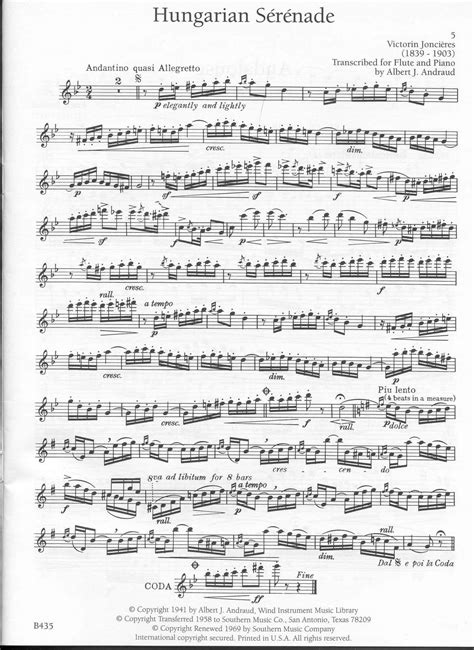 Hungarian Sérénade - Flute Solo | Flute sheet music, Violin sheet music, Clarinet sheet music