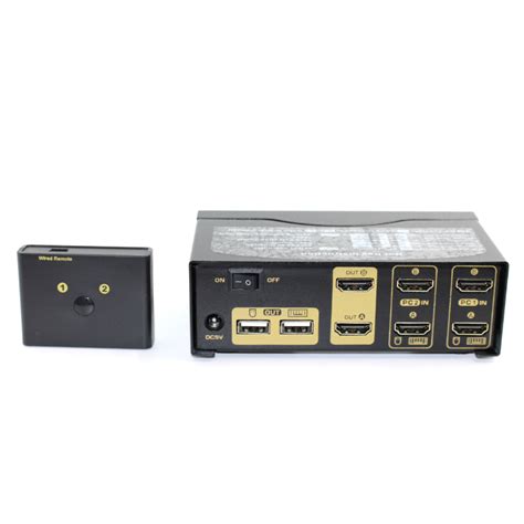 2Port Dual HDMI KVM switch (with audio) – Gold Touch