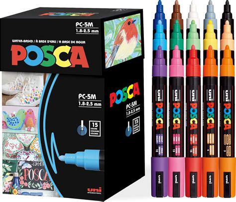 Amazon.com: 15 Posca Paint Markers, 5M Medium Posca Markers Set with ...