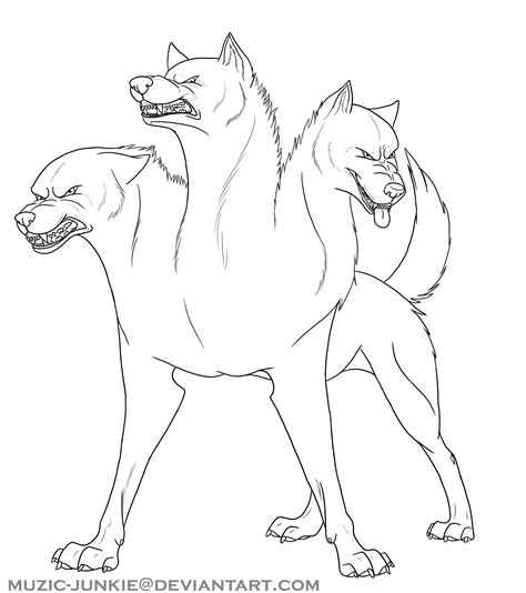 Cerberus lineart 2.0 by Muzic-Junkie on DeviantArt