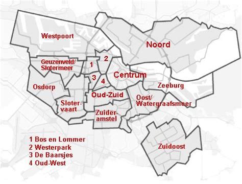 Amsterdam neighborhood map - Neighborhoods in Amsterdam map (Netherlands)