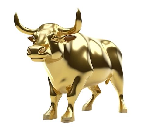 Premium Photo | Golden bull statue isolated on white background