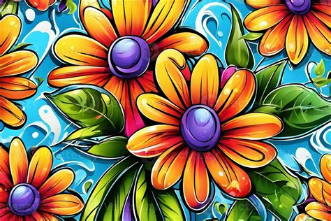 Flower Graffiti Wallpaper, Graffiti Background, Floral Graffiti Pattern ...