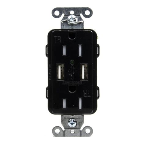 Hubbell Black 15-Amp Decorator USB Outlet Residential/Commercial in the ...