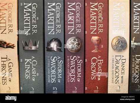 George R. R. Martin Game of Thrones books on a bookshelf Stock Photo ...