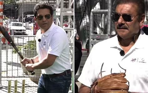 [Watch] Sachin Tendulkar and Ravi Shastri try their hand at baseball in New York during 2024 T20 ...