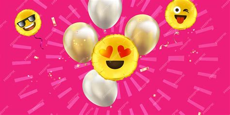 Premium Vector | Emoji balloon with social media icons