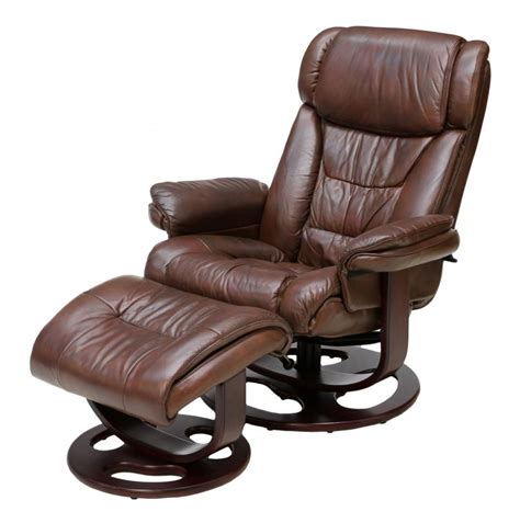 LANE RECLINING SWIVEL LEATHER ARMCHAIR & OTTOMAN