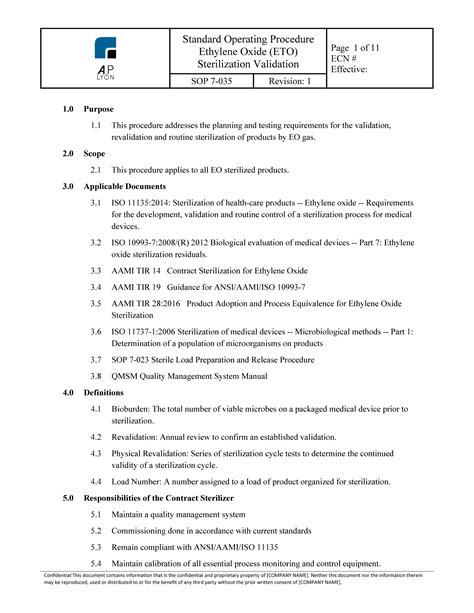 Ethylene Oxide EO Sterilization Validation Procedure