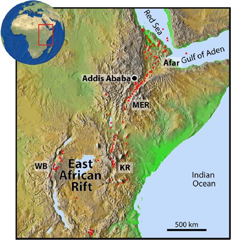 Coloured and shaded relief map of East African Rift system. Topography... | Download Scientific ...