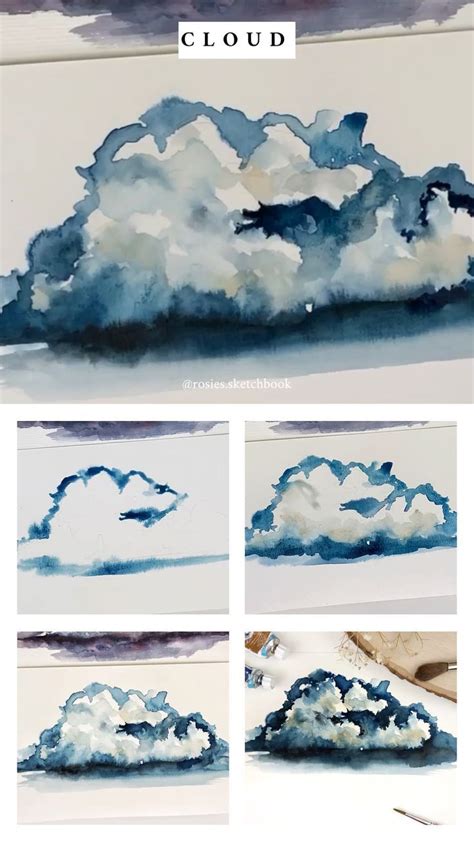 Mini Cloud Tutorial – Watercolor paintings in 2020 | Cloud painting, Watercolor clouds, Art painting