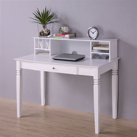 Elegant Solid Wood Desk with Hutch in White - DW48S30-DHWH