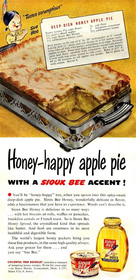 Deep-dish honey apple pie recipe (1951) - Click Americana