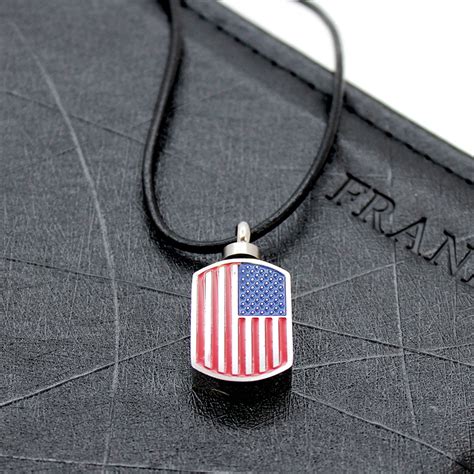 Personalized American Flag Dog Tag Cremation Necklace for | Etsy