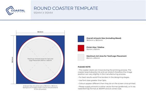 Design Templates and Artwork Specifications - Coastal Coasters