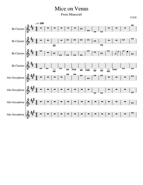 Mice on Venus Sheet music for Clarinet in b-flat, Saxophone alto (Mixed ...