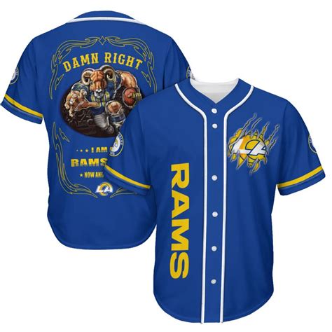 Los Angeles Rams Baseball Jerseys Damn Right Design Rams Shirt GTS005074