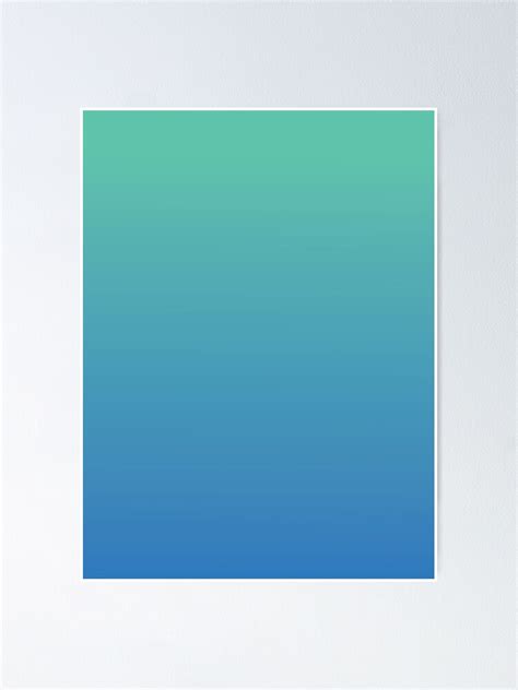 "Mint Green Teal to Steel Blue Ombre Fade Sunset Gradient" Poster for ...