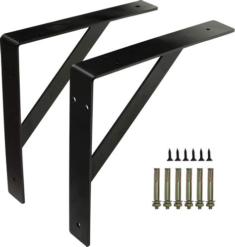 Heavy Duty Shelf Bracket, 30 X 30 cm Black Iron Shelving Brackets 5 cm Wide Wall Mounted Shelf ...