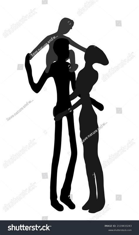 Happy Family Hugging Together Vector Silhouette Stock Vector (Royalty ...