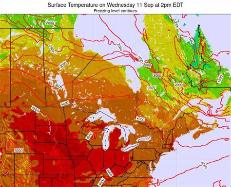 Ontario Surface Temperature on Tuesday 22 Dec at 7pm EST