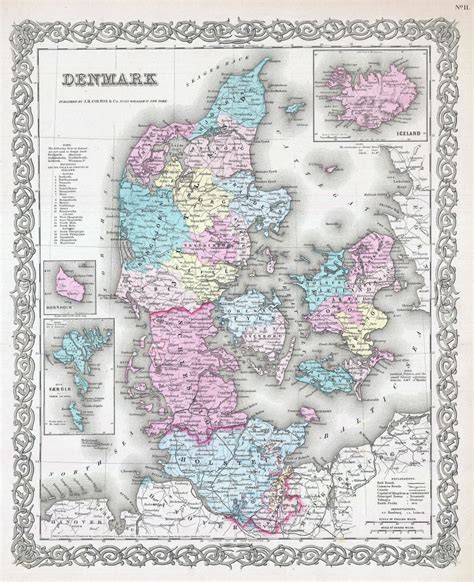 Large scale old political and administrative map of Denmark with roads ...