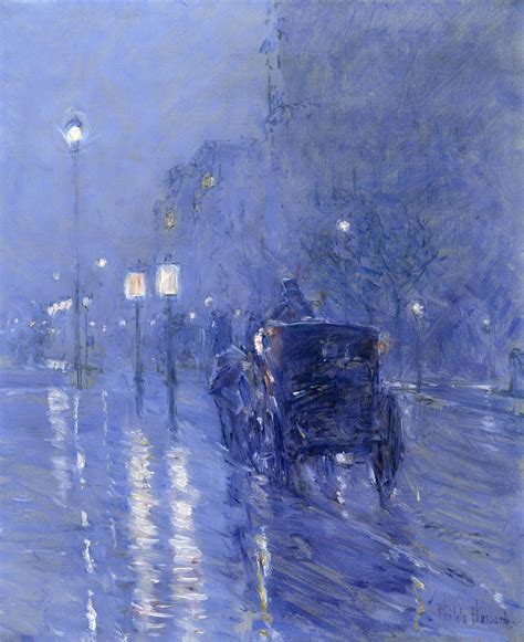 Rainy Midnight, late 1890s | Childe hassam paintings, Night painting, Frederick childe hassam