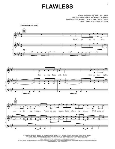 Flawless by MercyMe Sheet Music for Piano, Vocal & Guitar Chords (Right ...