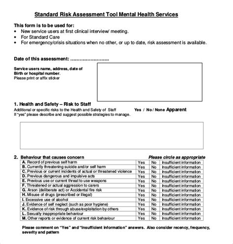 mental health assessment form | Mental Health Tips