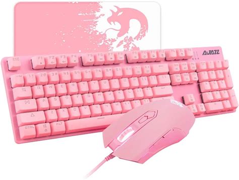 Pink Wired Mechanical Keyboard + Mouse + Mouse Pad Set: Amazon.co.uk: Electronics