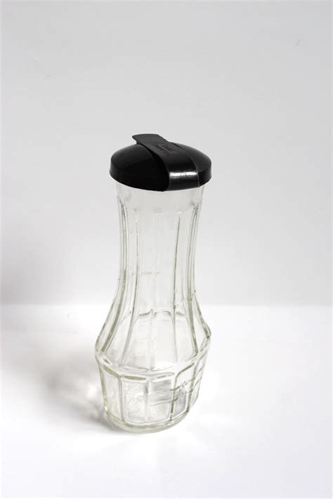 GOOD SEASONS CRUET, Vintage clear glass Salad Dressing Container, Container with Black Lid ...