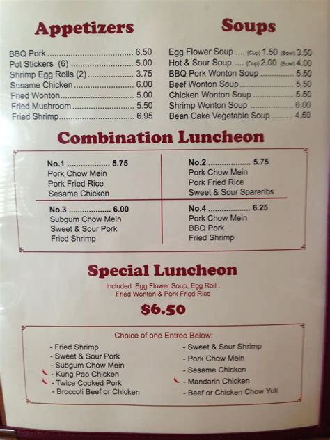 Menu at Lee's Kitchen restaurant, Tualatin