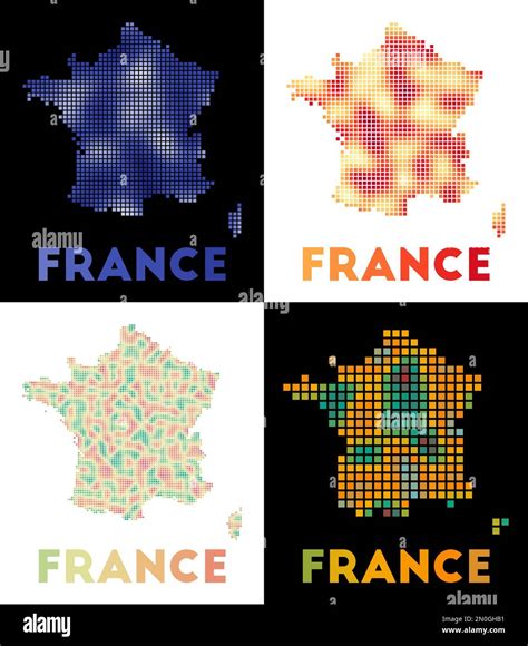 France map. Collection of map of France in dotted style. Borders of the ...