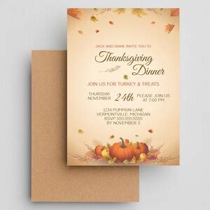 Thanksgiving Dinner Invitation, Thanksgiving Party, Friendsgiving Invitation, Pumpkins Template ...