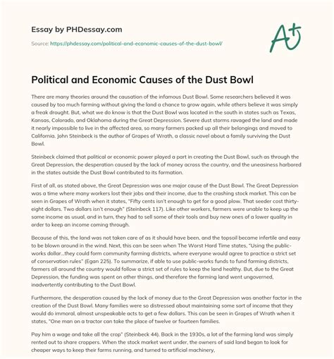 Political and Economic Causes of the Dust Bowl - PHDessay.com