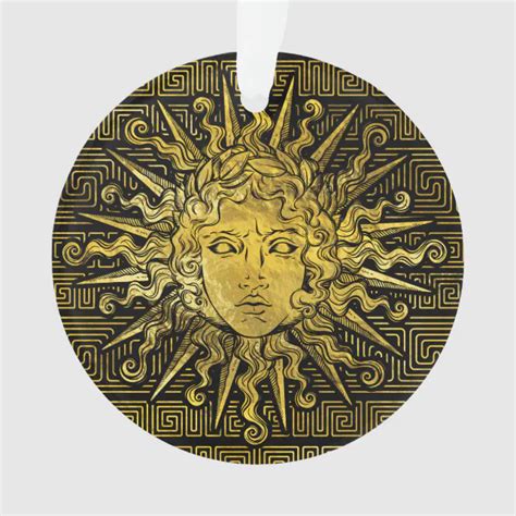 Apollo Sun Symbol on Greek Key Pattern Ornament | Zazzle